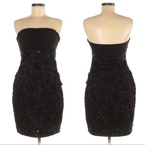 SUE WONG Nocturne Black Beaded Cocktail Mini Dress
